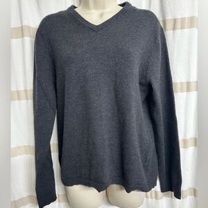 GAP Italian Merino Wool Women Cozy Long Sleeves V-Neck Charcoal Gray size Large